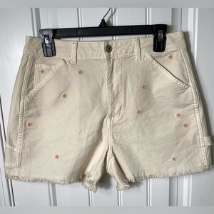 American Eagle High Rise Pink Shorts with Embroidered Flowers Size 8